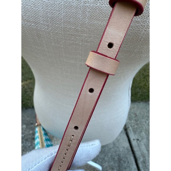 Dooney & Bourke Aqua Gingham and Vachetta Pouchette Crossbody Bag NWT *READ* - Picture 8 of 16